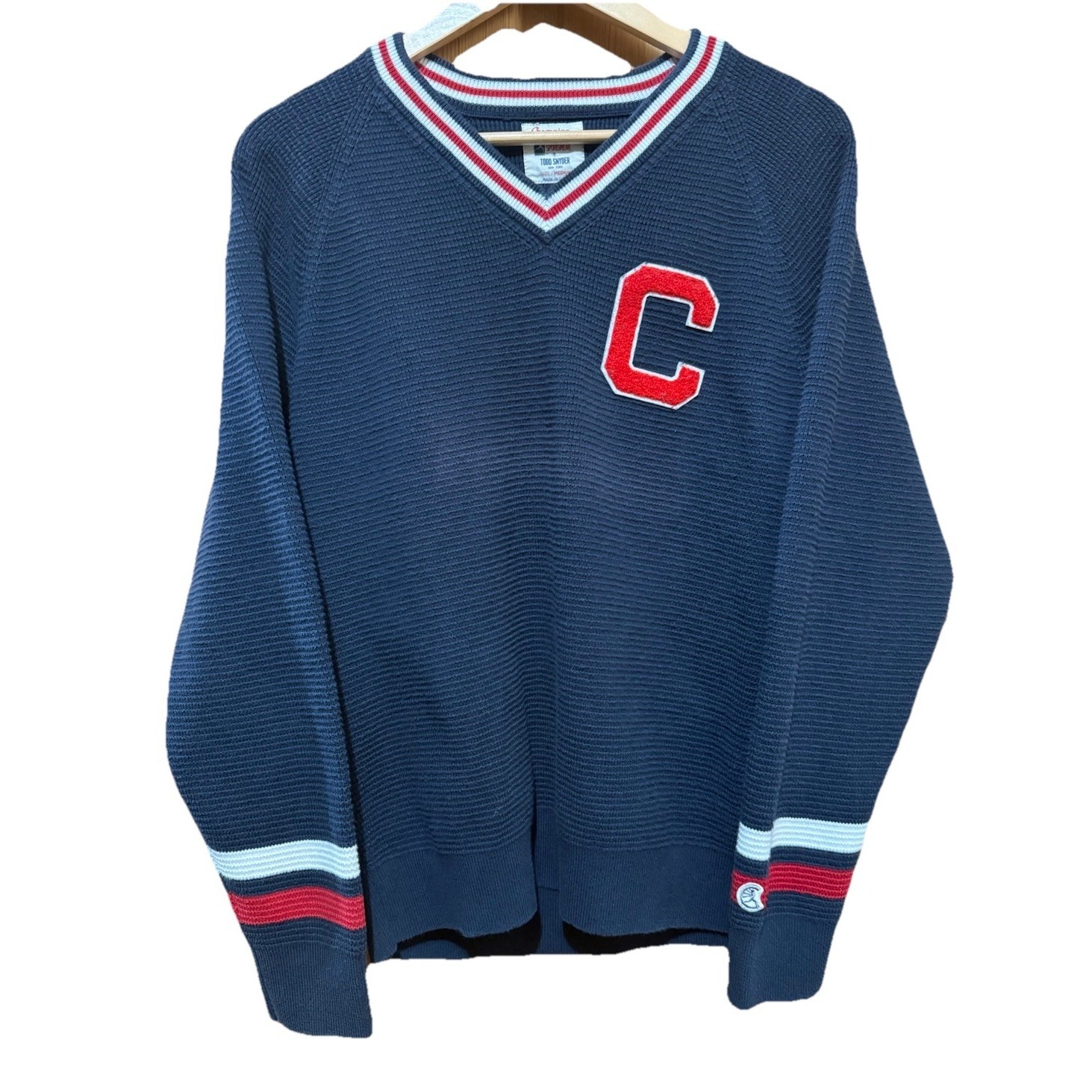 Champion X Todd Snyder Running Man Knit Thermal Varsity Sweatshirt Patch Medium